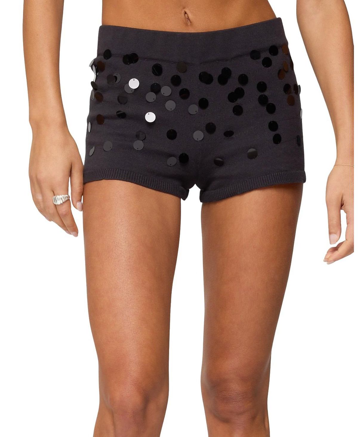 Edikted Cierra Sequin Knit Micro Shorts