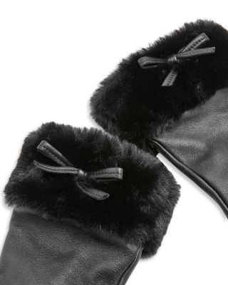 Leather & Faux Fur Cuff Gloves - Exclusive