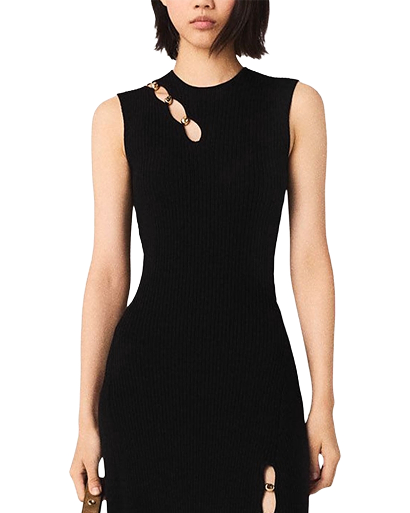 Maje Cutaway Ribbed Dress