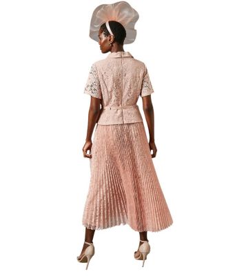 Lace 2-In-1 Jacket Pleated Midi Dress