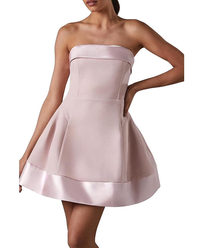 Coast Bandeau Satin Detail Pleated Mini Dress