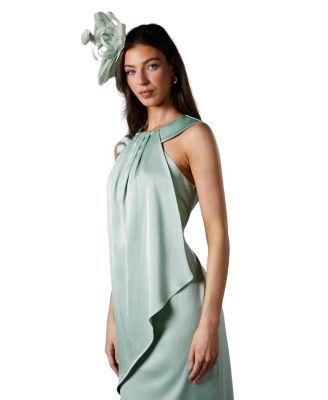 Sleeveless Satin Frill Midi Dress