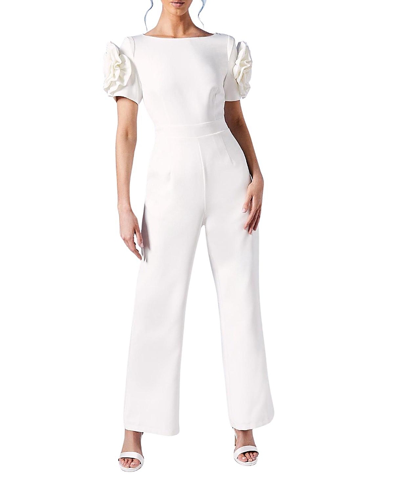 Coast 3d Flower Shoulder Bridal Jumpsuit In Animal Print