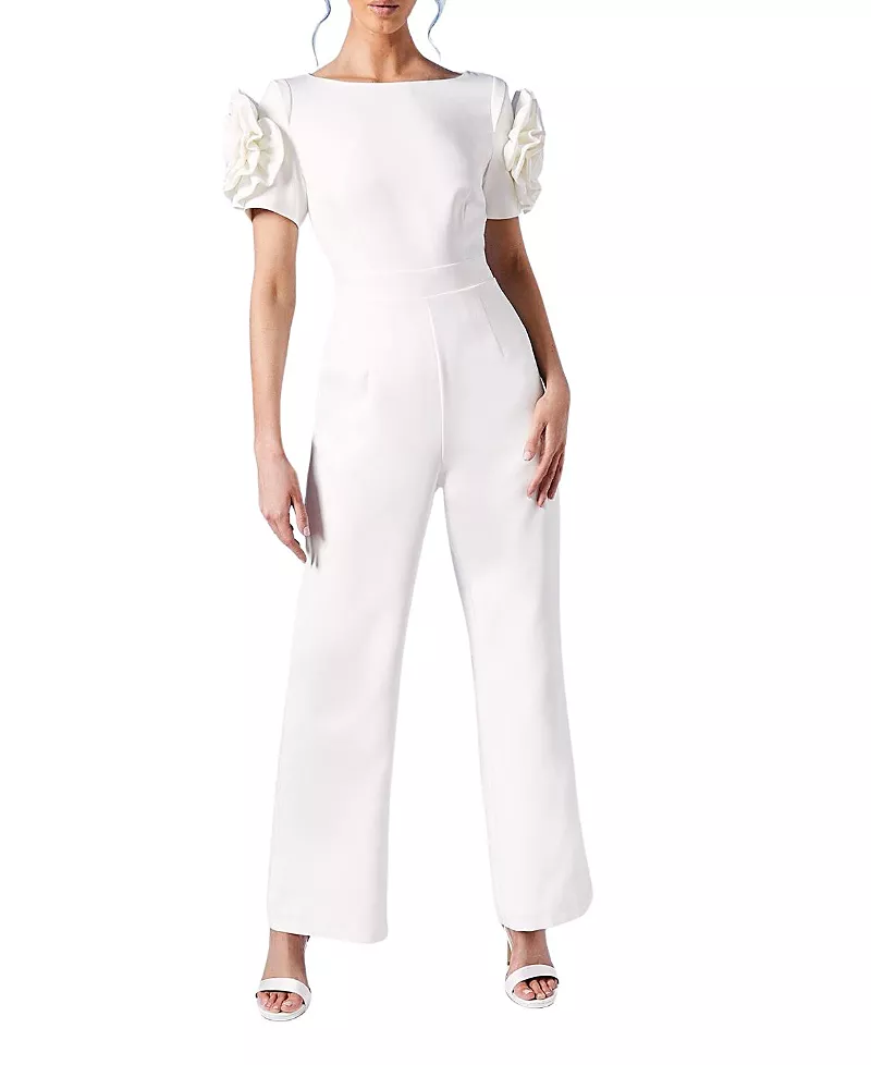 Coast 3D Flower Shoulder Bridal Jumpsuit