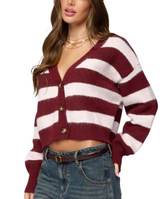 Kaz Striped Knit V Neck Cardigan