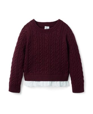 Girls' Cable Knit Eyelet Hem Sweater - Baby, Little Kid, Big Kid
