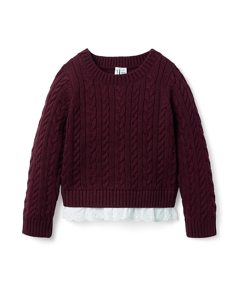 Janie and Jack Girls' Cable Knit Eyelet Hem Sweater - Baby, Little Kid, Big Kid