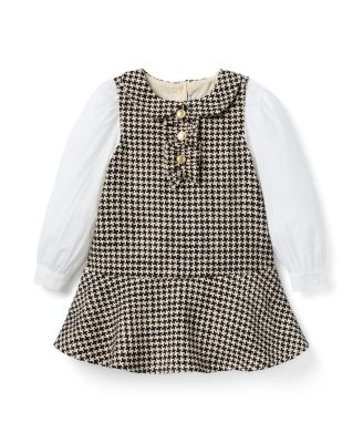  Girls' Houndstooth Tweed Dropwaist Dress - Baby, Little Kid, Big Kid