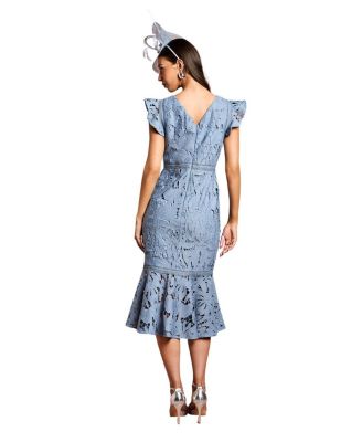 Frill Sleeve Lace Flute Hem Dress