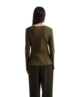 Mailey  Jersey Brooch Long Sleeve Top