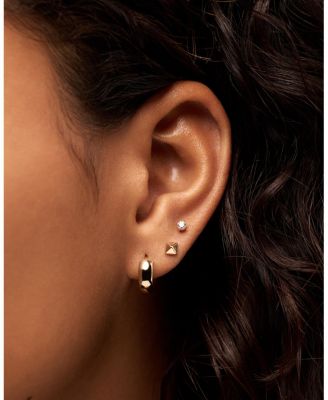 Solid Yellow Gold Pyramid Studs