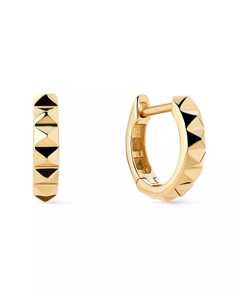 Ana Luisa Solid Yellow Gold Pyramid Huggie Hoops Earrings