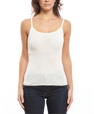  Ribbed Wool & Silk Scoop Neck Camisole