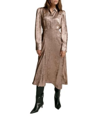 Women's Metallic Midi Shirt Dress