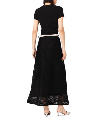 Embroidered Basket Weave Knit Skirt