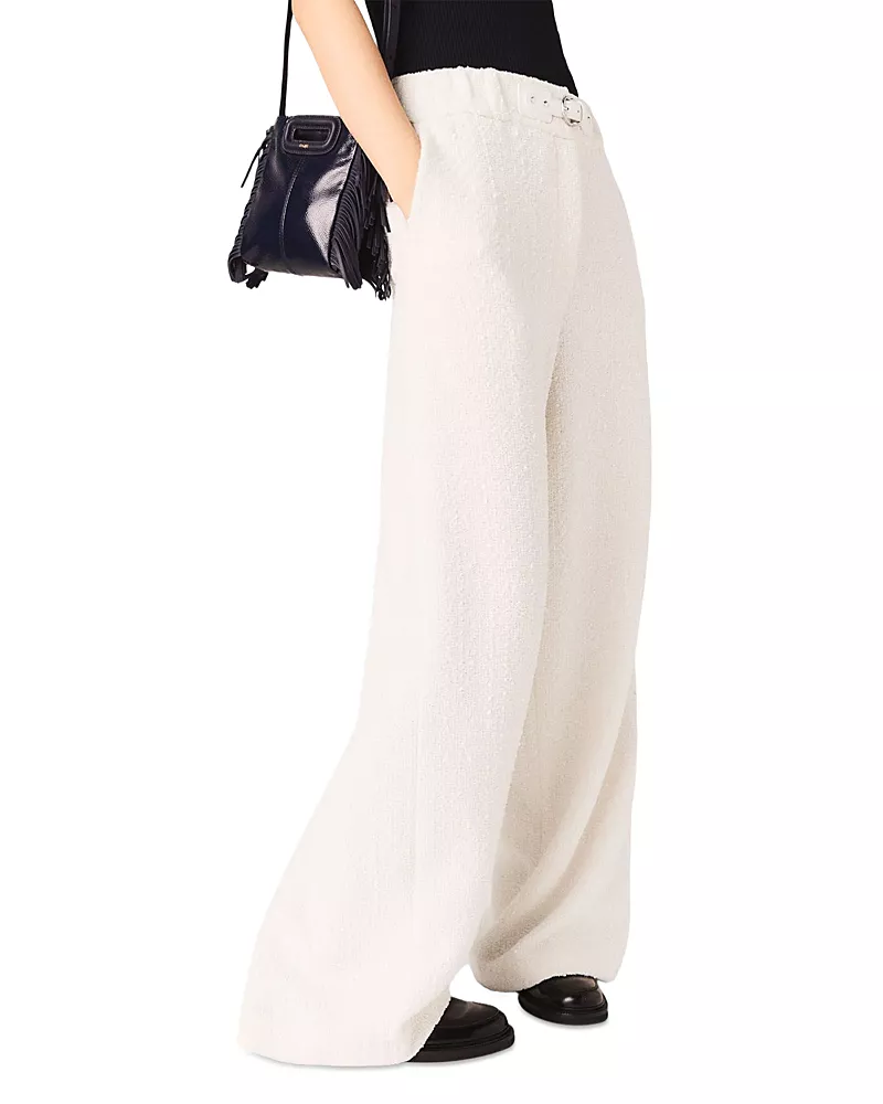 Maje Wide Leg Tweed Pants