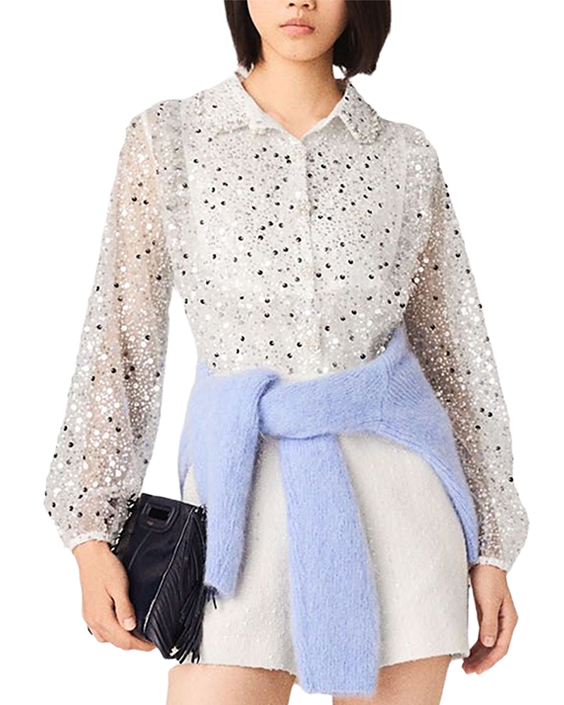 Maje Collared Tweed Romper