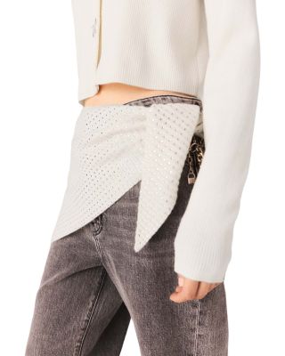 Bow Jewelry Button Wool Cardigan