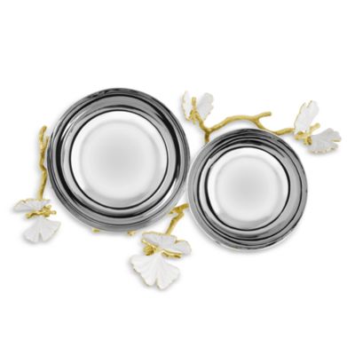 Butterfly Gingko Gold Tone Double Dish