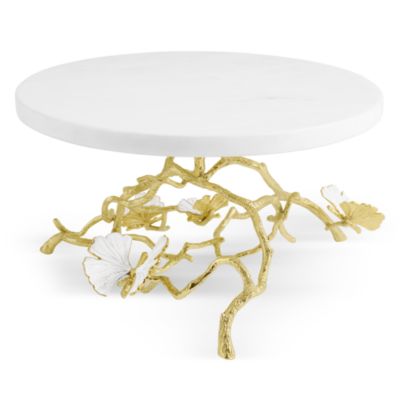 Butterfly Gingko Gold Tone Cake Stand