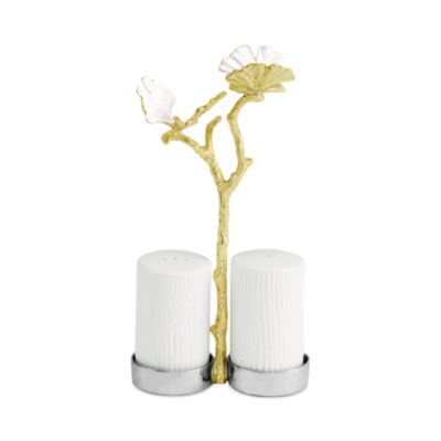 Butterfly Gingko Gold Tone Salt & Pepper Shaker Set