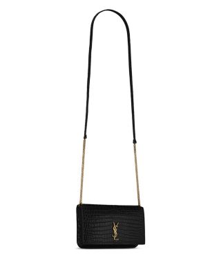 Cassandre Phone Holder in Shiny Crocodile-Embossed Leather