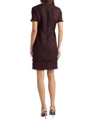 Melania Tonal Jacquard Short Sleeve Shift Dress