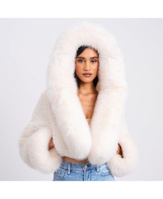 Kali Cropped Faux Fur Jacket with Hood
