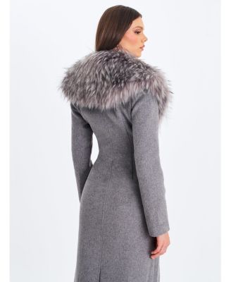  Faye Wool Blend Coat with Removable Faux Fur Collar