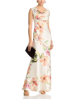 Sleeveless Drape Neck Gown