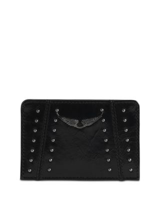 ZV Pass Studded Vintage Patent Leather Card Holder