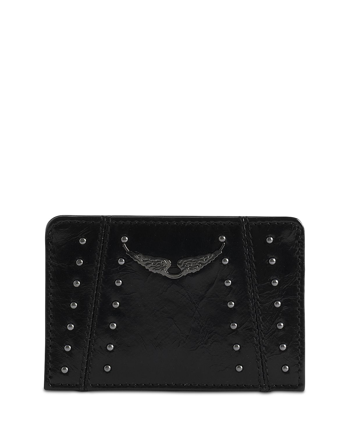 Zadig & Voltaire Zv Pass Studded Vintage Patent Leather Card Holder