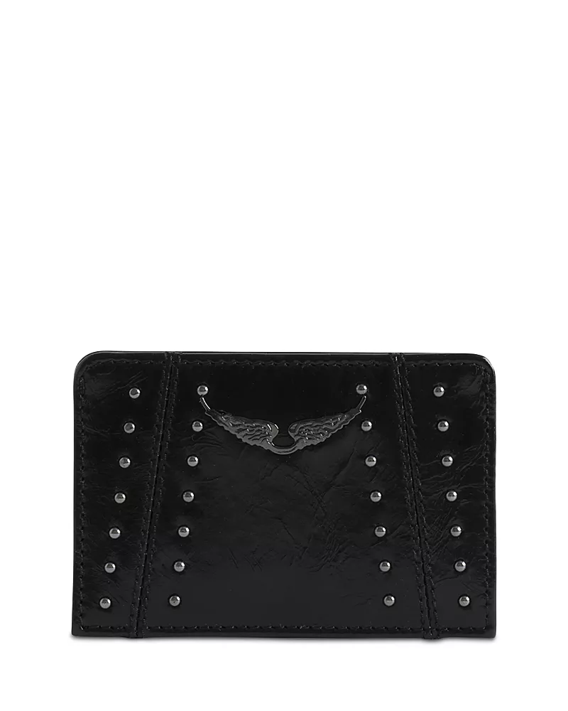 Zadig & Voltaire Zv Pass Studded Vintage Patent Leather Card Holder