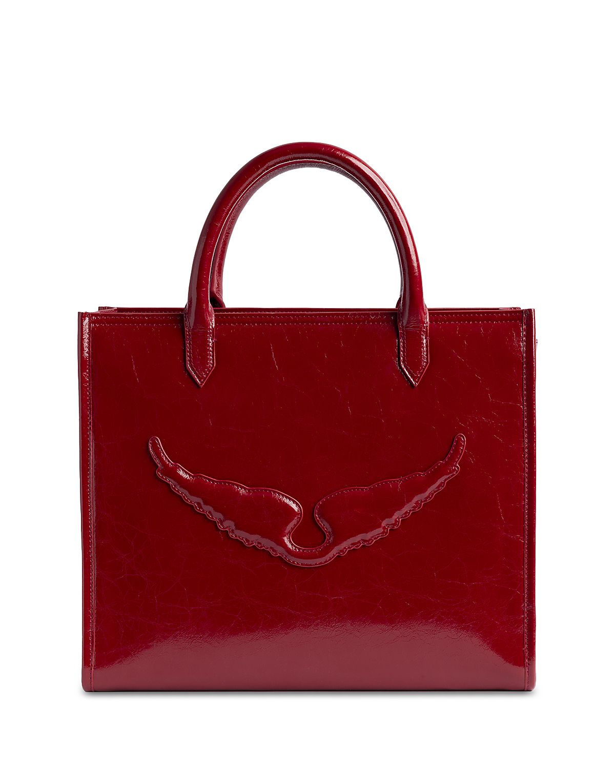 Zadig & Voltaire Angel Tote Crinkled Patent Leather Tote