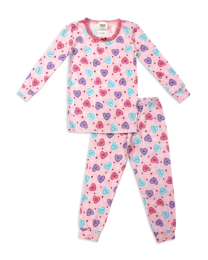 Esme Girls' Candy Hearts Pajama Set - Little Kid