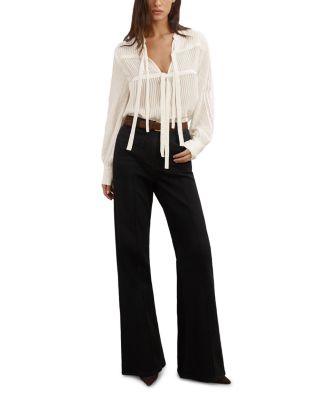 Josephine Shadow Stripe Tie Neck Blouse