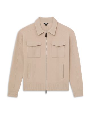 Calder Long Sleeve Zip Through Twin Pocket Merino Jumper Jacket