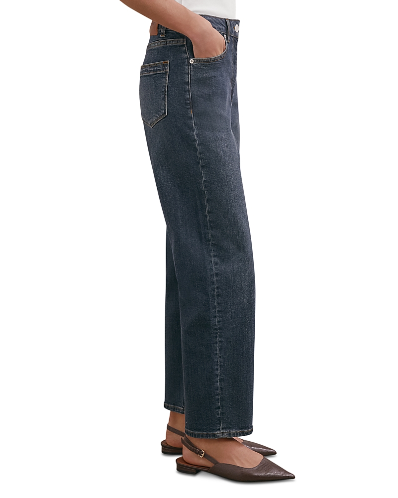 Reiss Selin Petite Mid Rise Straight Leg Jeans in Antique Mid Blue