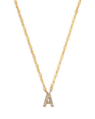 14K Yellow Gold Diamond Initial A Pendant Necklace, 18"