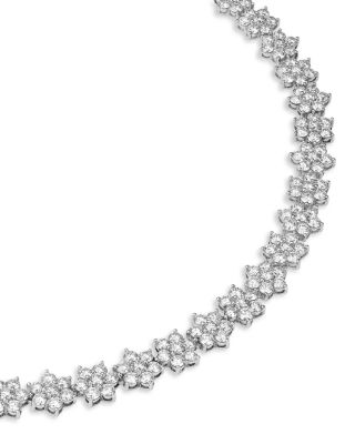 Luxe Collection Certified Lab Grown Diamond Flower Cluster Collar Necklace in 14K White Gold, 34.62 tcw