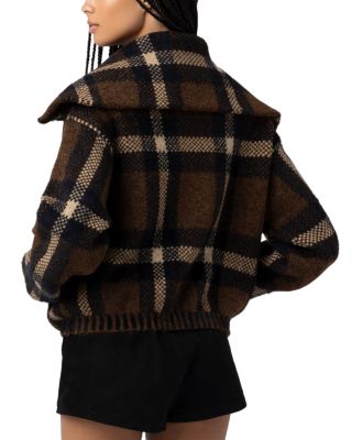 Plaid Funnel Collar Jacket