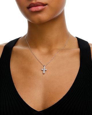 Luxe Collection Certified Lab Grown Diamond Cross Pendant Necklace in 14K White Gold, 2.0 tcw