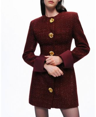 Gold Button Boucle Mini Dress