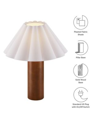  Flora Wood Table Lamp With Pleated Petal Shade