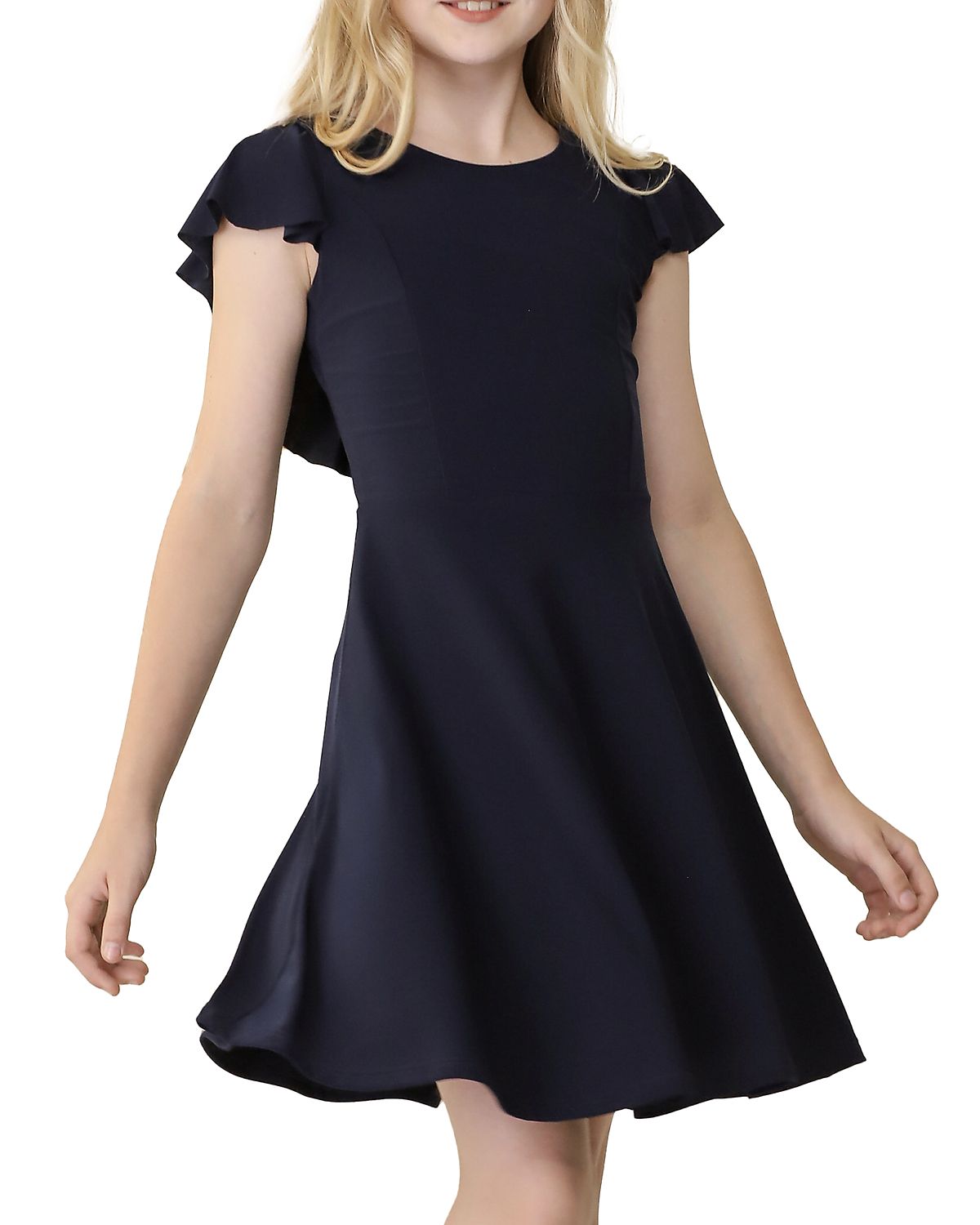 Un Deux Trois Girls' Flutter Sleeve Dress - Big Kid