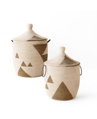  Dou Lid Graphic Print Low Storage Basket