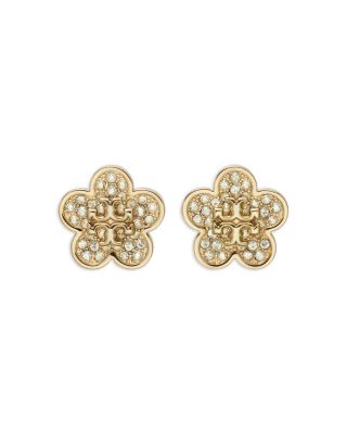 Kira Pav&eacute; Flower Stud Earrings