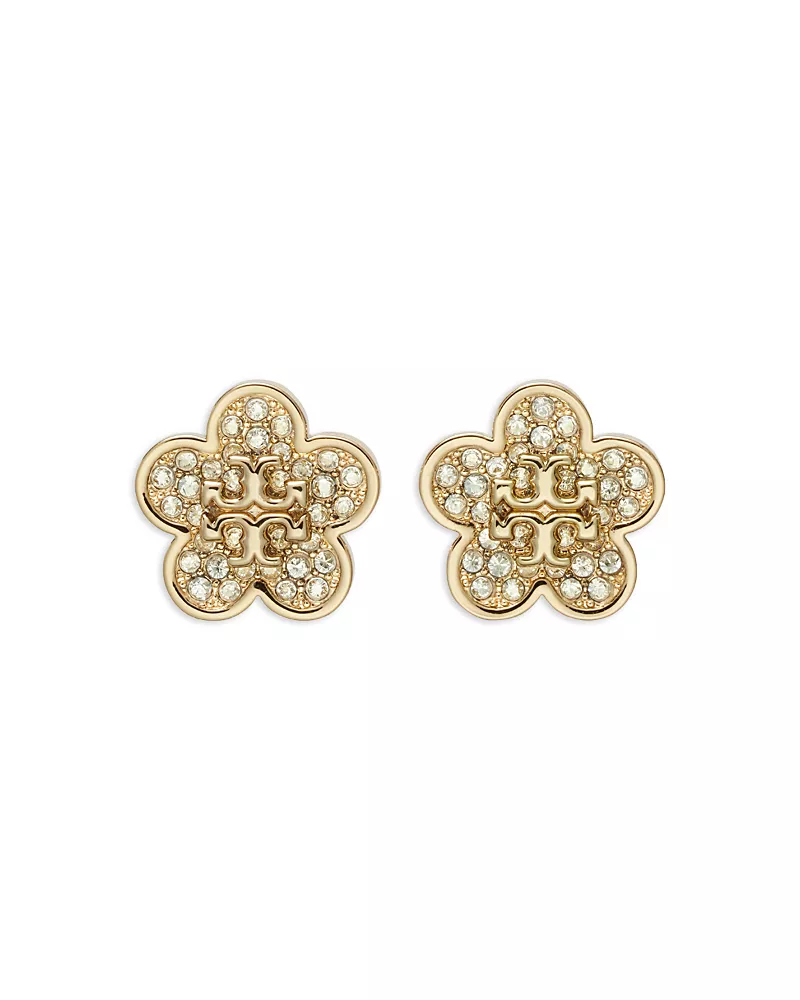 Tory Burch Kira Pave Flower Stud Earrings