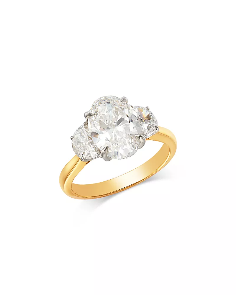 Bloomingdale's Fine Collection Luxe Collection Certified Lab Grown Diamond Oval Engagement Ring in 18K Yellow Gold, 4.0 tcw