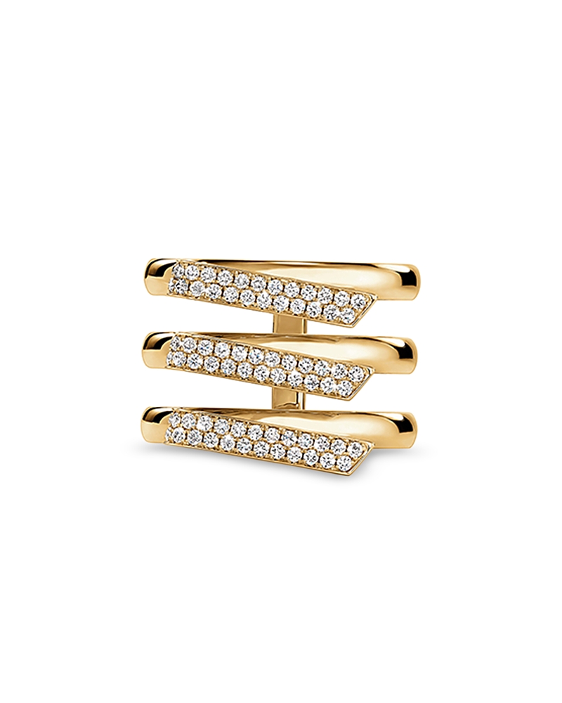 Hearts On Fire 18K Yellow Gold Inside/Out Diamond Pave Trio Row Ring